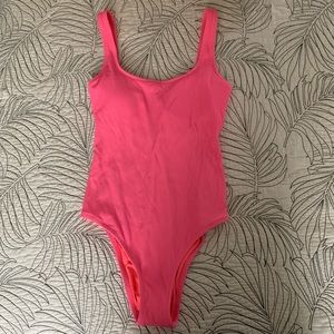 Aerie Pink Cheeky Ribbed One Piece Swimsuit
